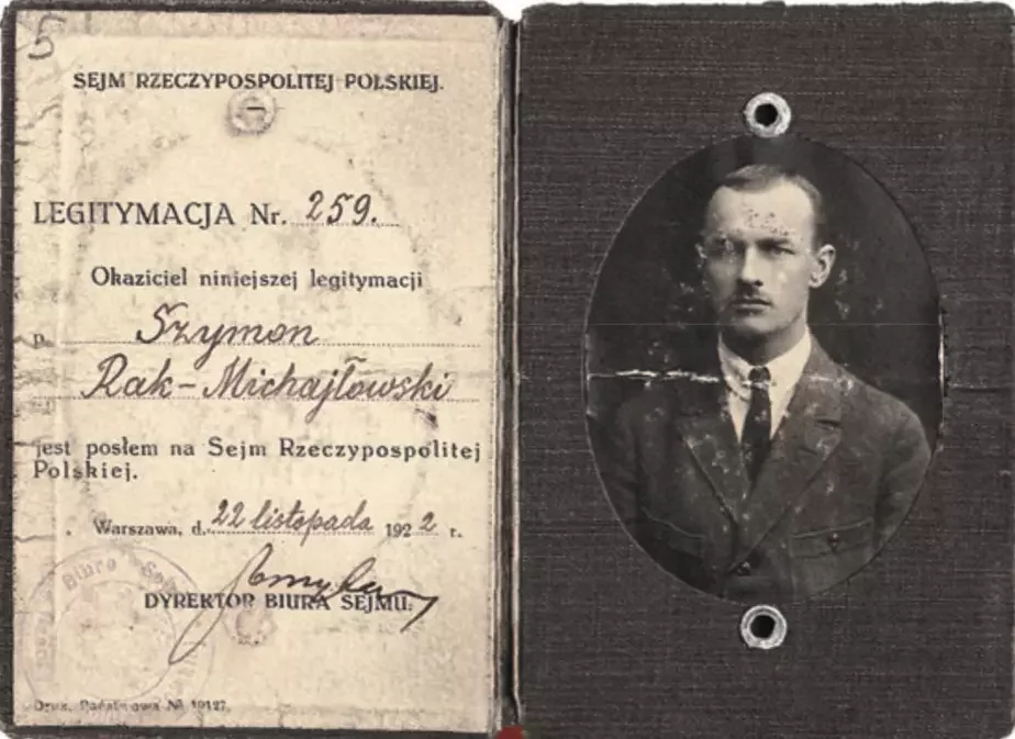 Пасведчанне дэпутата польскага Сейма Сымона Рак-Міхайлоўскага